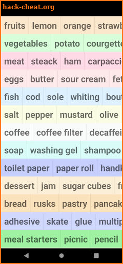 My shopping list screenshot