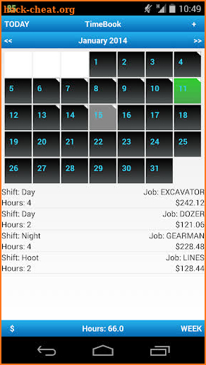 My TimeBook screenshot