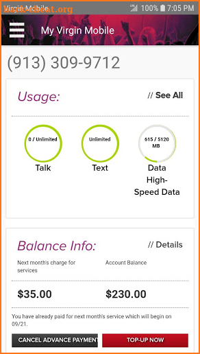 My Virgin Mobile screenshot
