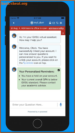 MyBlueLaker Virtual Assistant screenshot