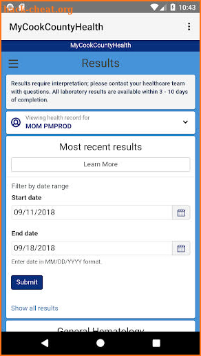 MyCookCountyHealth screenshot