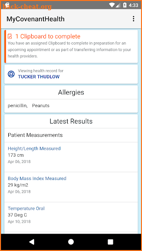 MyCovenantHealth screenshot