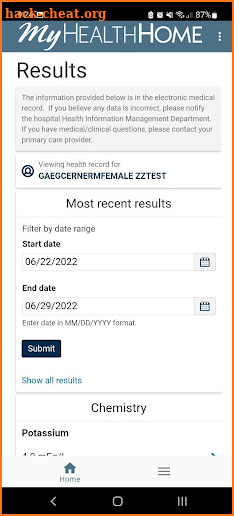 MyHealthHome - Cerner screenshot