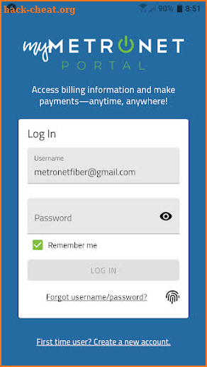 myMetroNet Portal screenshot