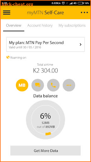 MyMTN screenshot