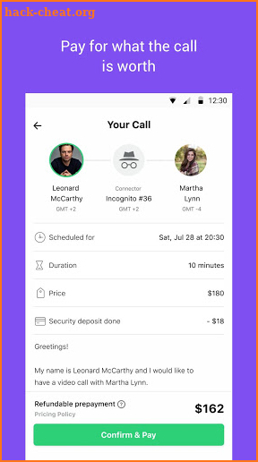 mynameis. pay-to-pitch app screenshot