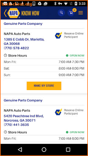 NAPA AUTO PARTS screenshot