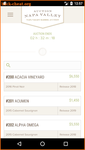 Napa Valley Barrel Auction screenshot