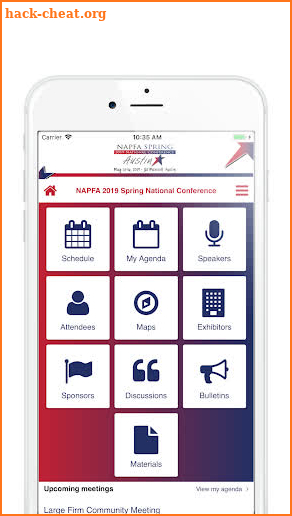 NAPFA Events screenshot