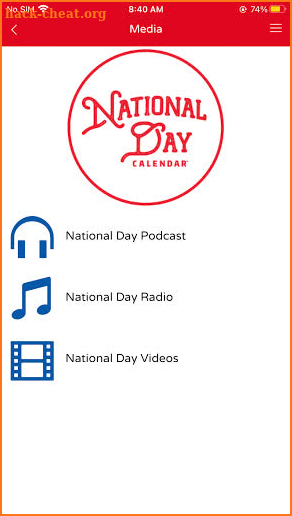 National Day Calendar screenshot