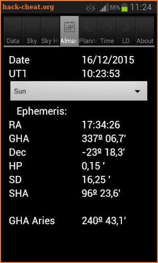 Nautical Almanac screenshot