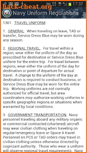 Navy Uniform Regulations screenshot