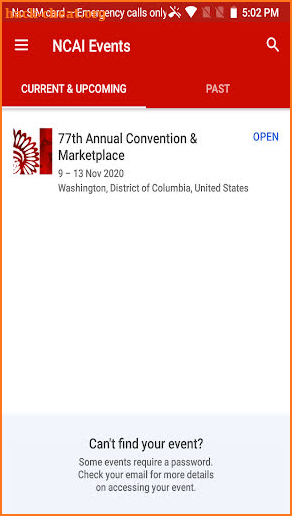 NCAI Events screenshot