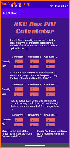 NEC Box Fill Calculator screenshot