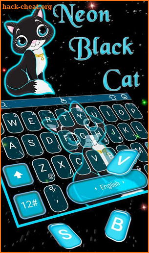 Neon Black Cat Keyboard Theme screenshot