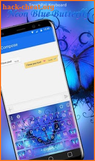 Neon Blue Butterfly Keybaord Theme screenshot