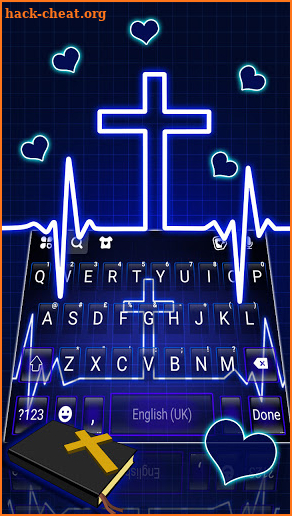 Neon Blue Cross Keyboard Background screenshot