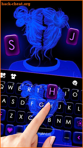 Neon Blue Girl Keyboard Theme screenshot