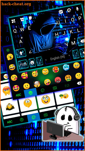 Neon Blue Hacker Keyboard Background screenshot