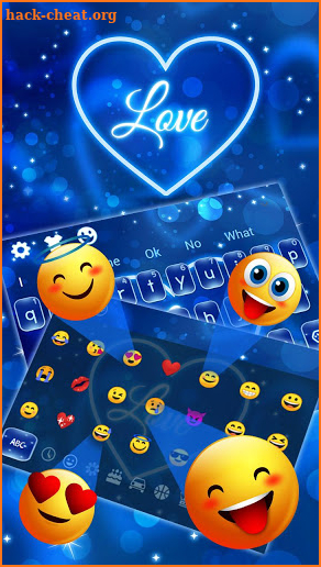 Neon Blue Love Heart Keyboard Theme screenshot