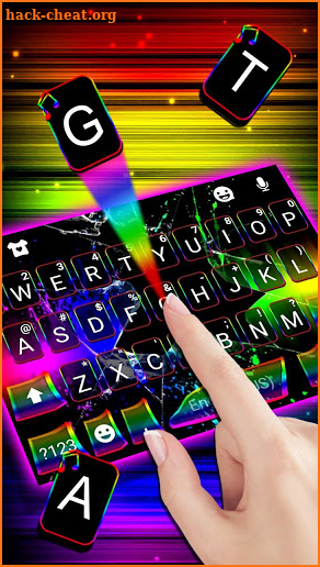 Neon Broken Glass Keyboard Theme screenshot