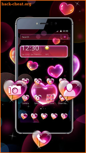 Neon Bubble Heart Theme screenshot