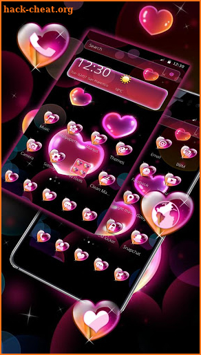 Neon Bubble Heart Theme screenshot