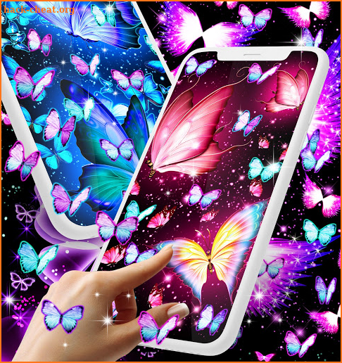 Neon butterflies glowing live wallpaper screenshot