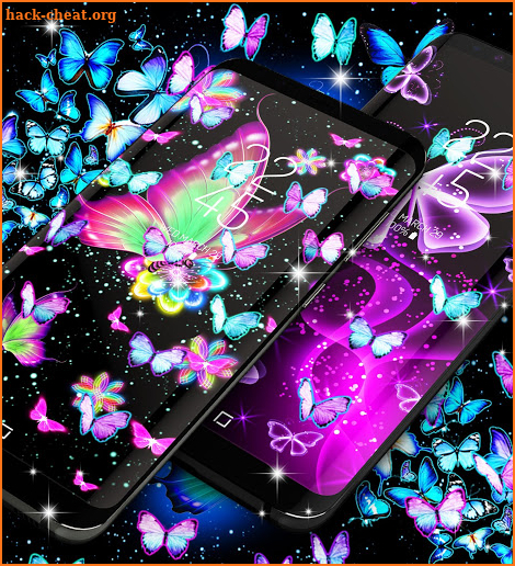 Neon butterflies glowing live wallpaper screenshot