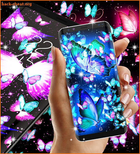 Neon butterflies glowing live wallpaper screenshot