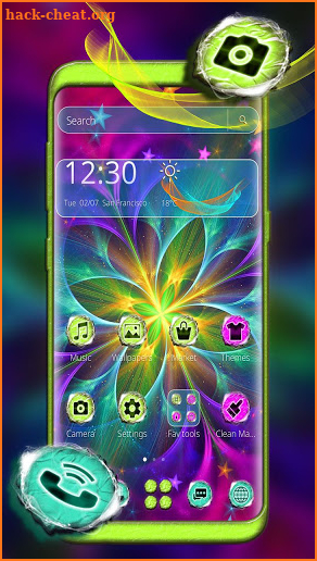 Neon Color Flower Theme screenshot