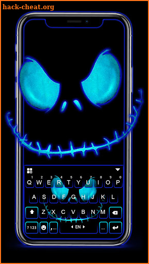 Neon Creepy Face Keyboard Background screenshot