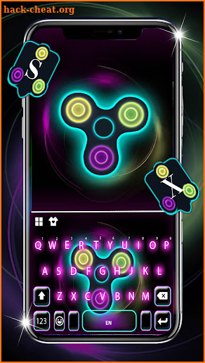 Neon Fidget Spinner Keyboard Background screenshot