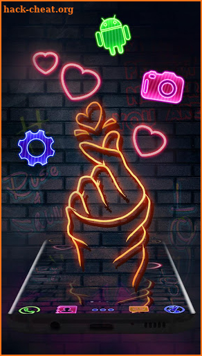 Neon finger love theme screenshot