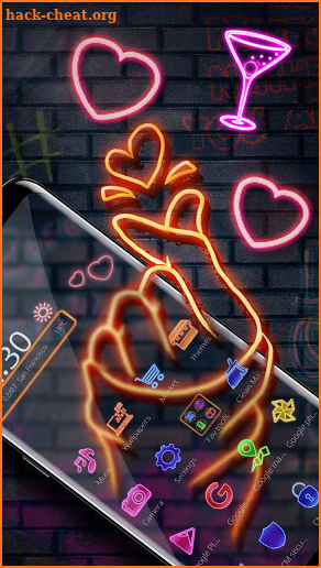 Neon finger love theme screenshot