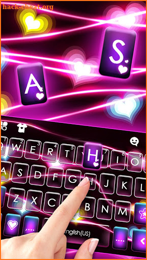 Neon Flash Hearts Keyboard Theme screenshot