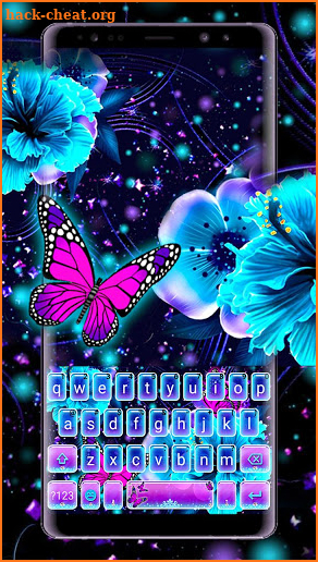 Neon Flower Butterfly Keyboard Theme screenshot