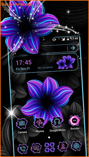 Neon Flower Pink Purple Launcher Theme screenshot