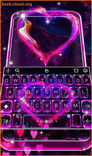 Neon Galaxy Heart Keyboard Theme screenshot