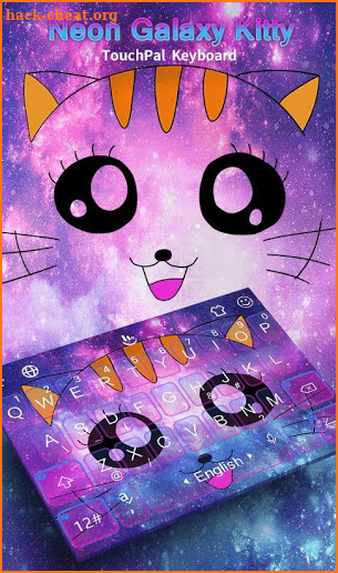 Neon Galaxy Kitty Keyboard Theme screenshot