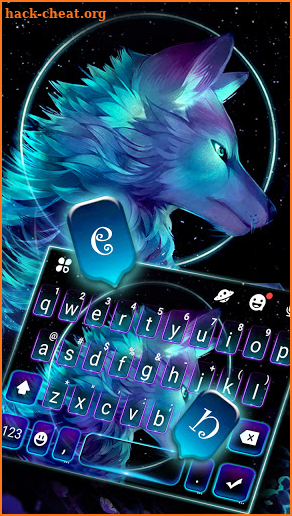 Neon Galaxy Wolf Keyboard Background screenshot