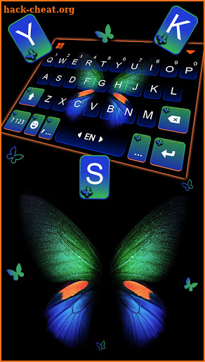 Neon Glow Butterfly Keyboard Background screenshot