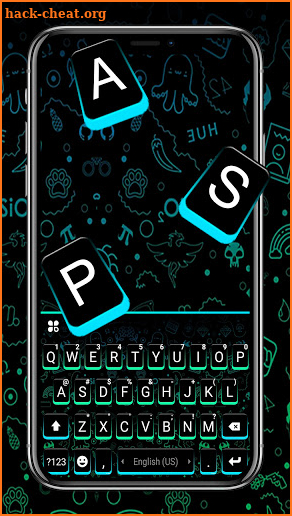 Neon Green Blue SMS Keyboard Background screenshot