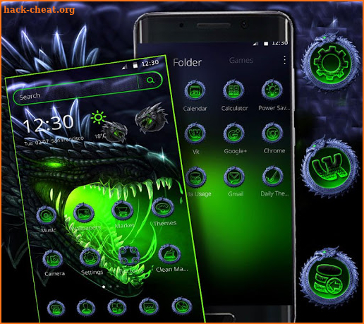 Neon Green Horror Dragon Theme screenshot