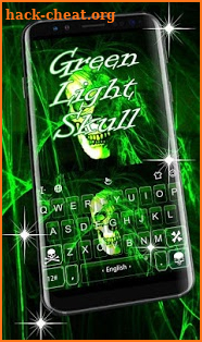 Neon Green Light Skull Keyboard Theme screenshot