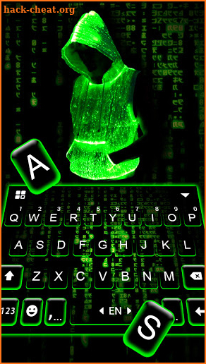 Neon Hacker Keyboard Background screenshot