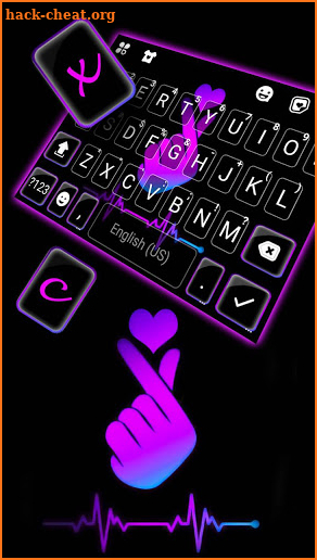 Neon Hand Love Keyboard Theme screenshot