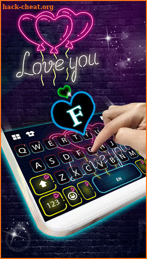 Neon Heart Balloons Keyboard Background screenshot