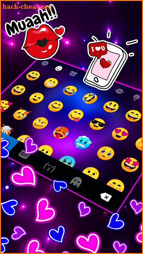 Neon Heart Gravity Keyboard Background screenshot