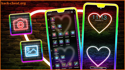 Neon Heart Launcher Theme screenshot